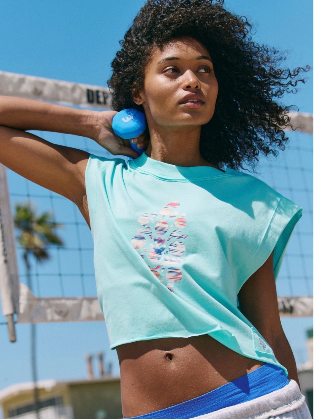 NWT Free People x FP Movement Turquoise Inspire Logo Muscle Tank Top NWT